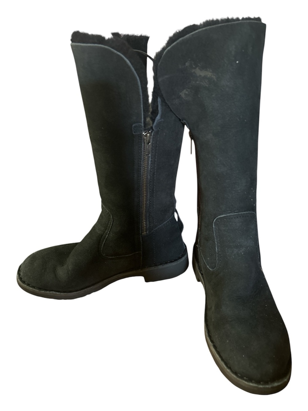 Women's Black Suede UGG Australia Tall Zip Boots